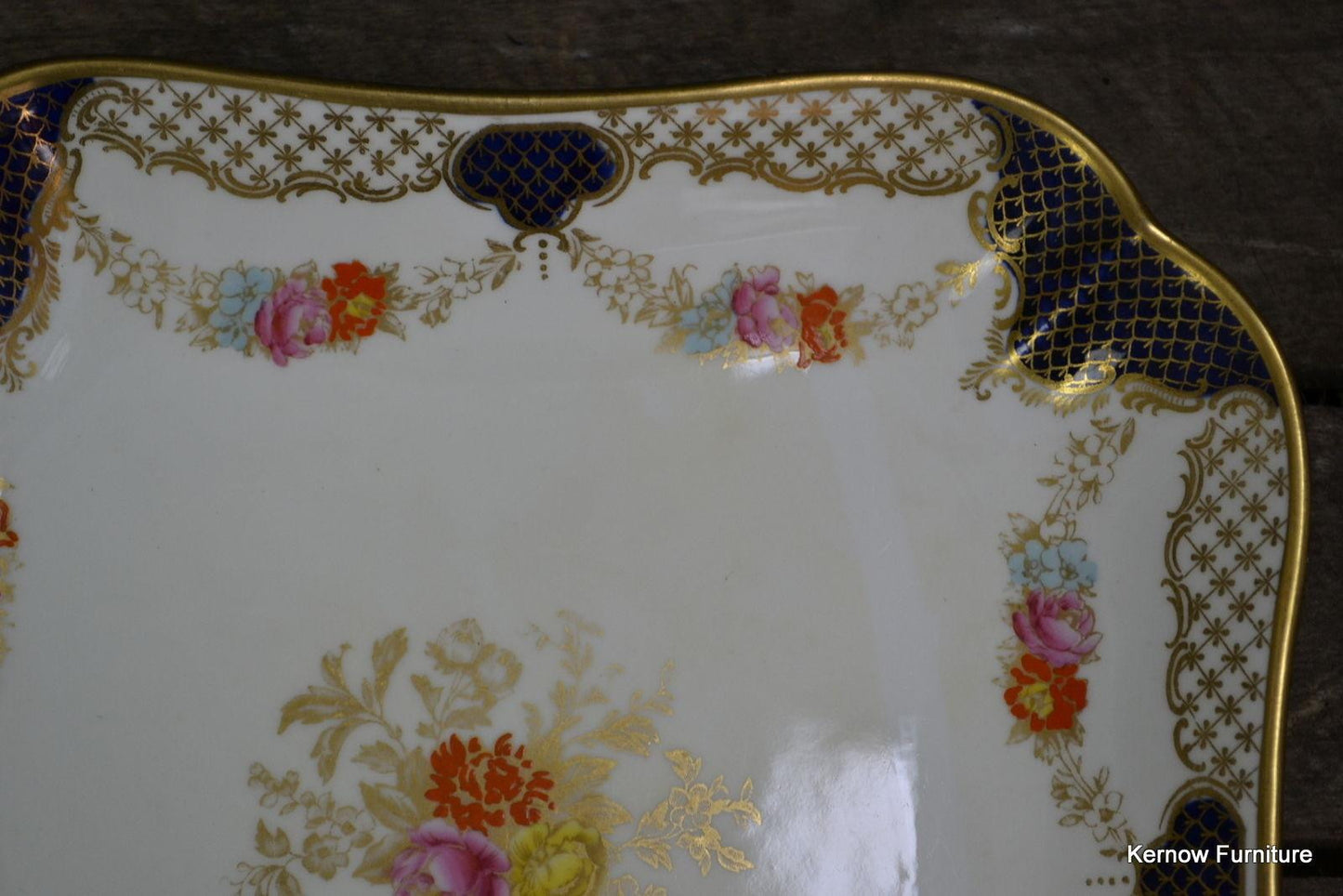 Wedgwood Square Dish Plate Blue & Gilt X3848 - Kernow Furniture