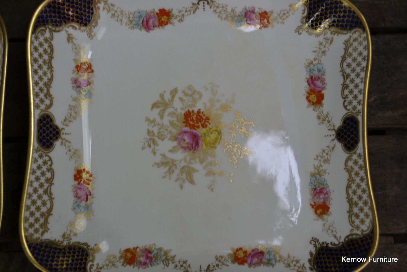 Wedgwood Square Dish Plate Blue & Gilt X3848 - Kernow Furniture