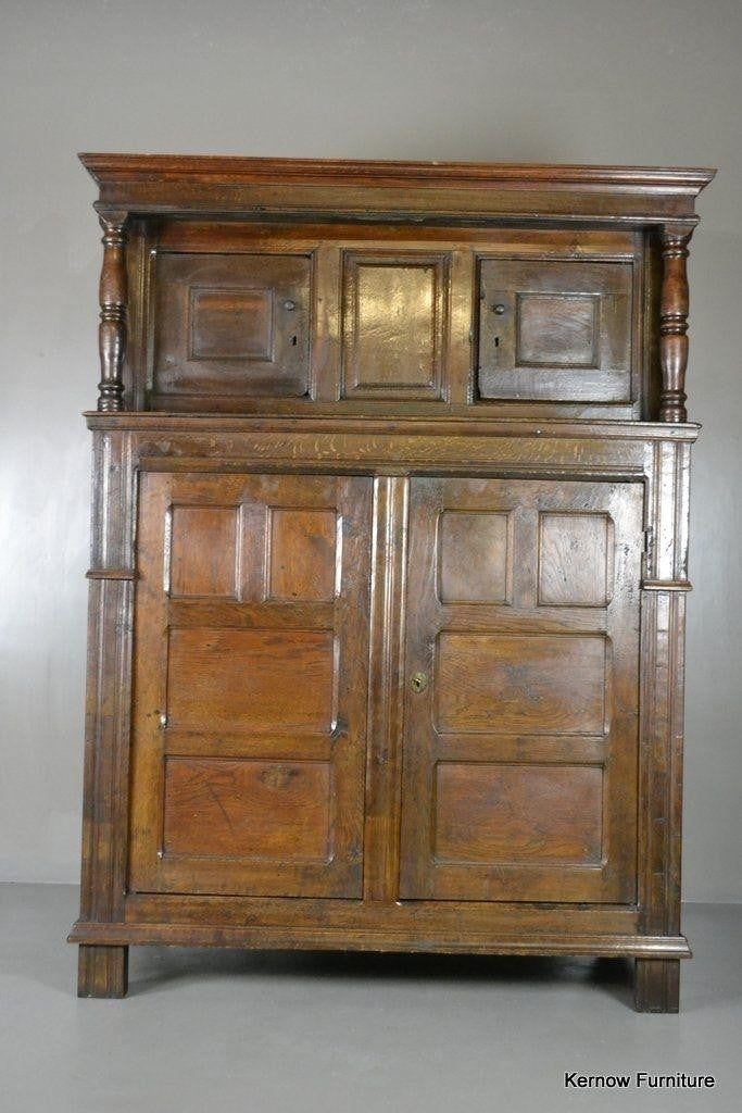 Antique 17th Century Vernacular Rustic Oak Court Cupboard - Kernow Furniture