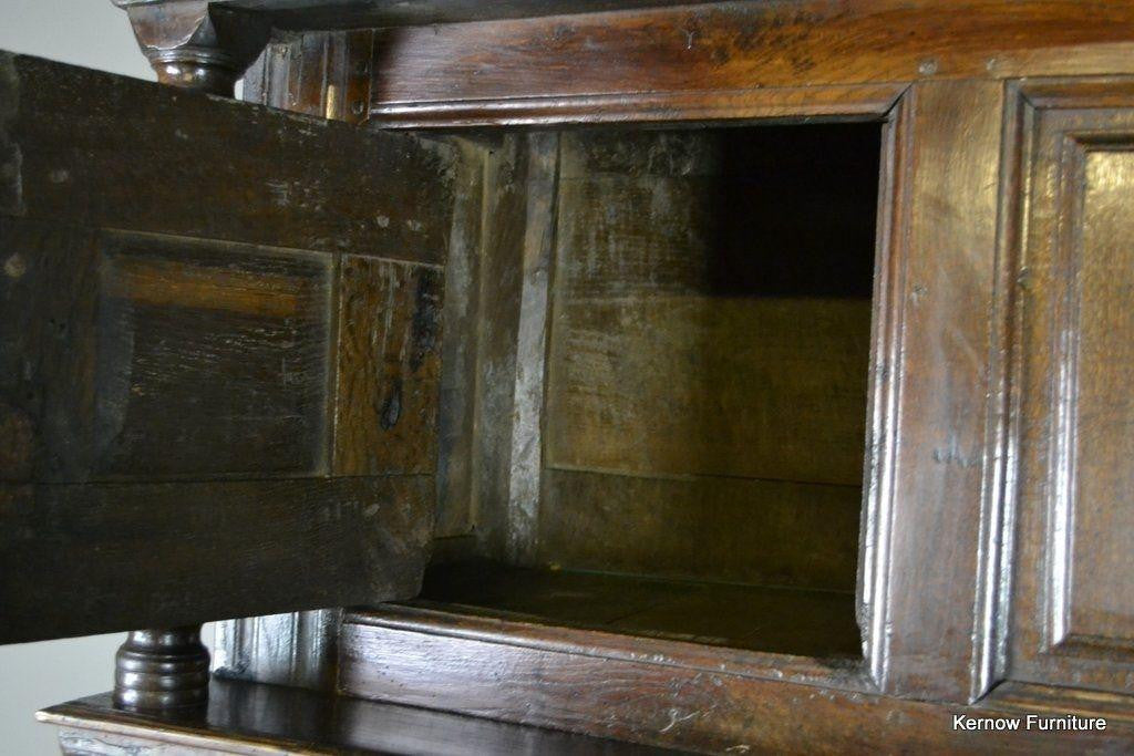 Antique 17th Century Vernacular Rustic Oak Court Cupboard - Kernow Furniture