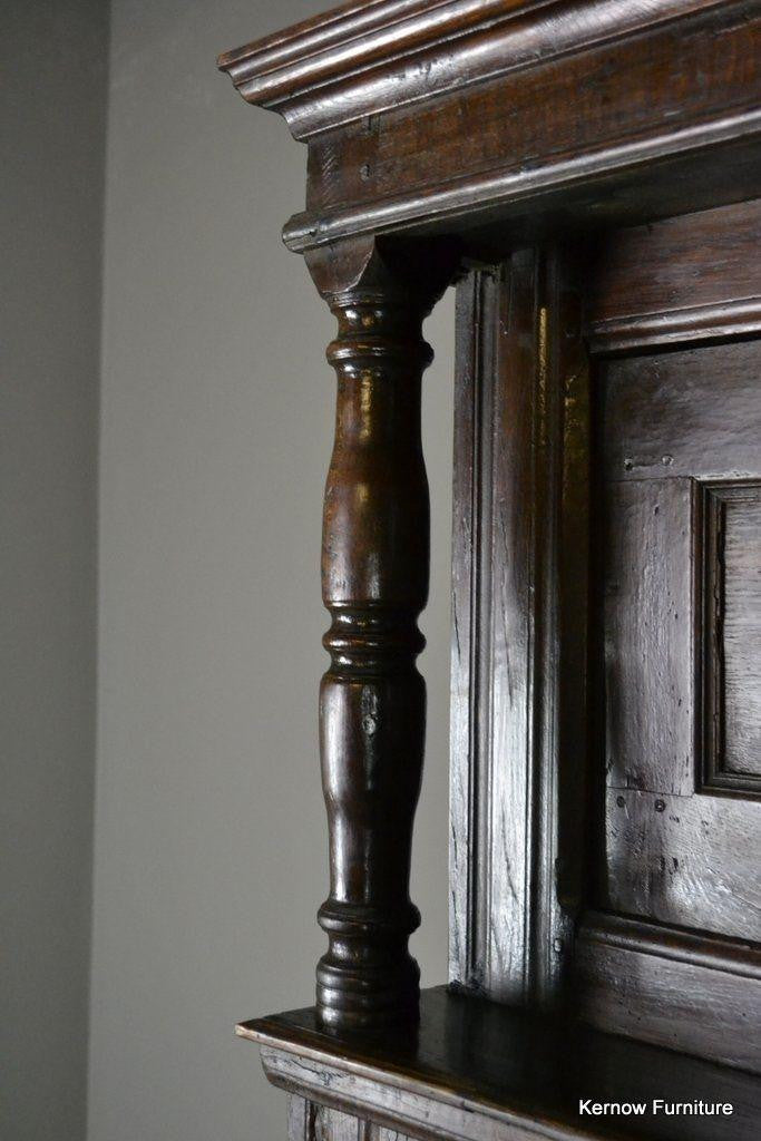 Antique 17th Century Vernacular Rustic Oak Court Cupboard - Kernow Furniture