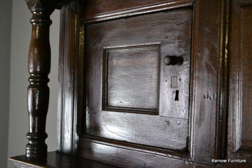 Antique 17th Century Vernacular Rustic Oak Court Cupboard - Kernow Furniture