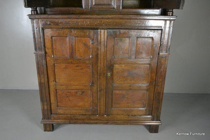 Antique 17th Century Vernacular Rustic Oak Court Cupboard - Kernow Furniture