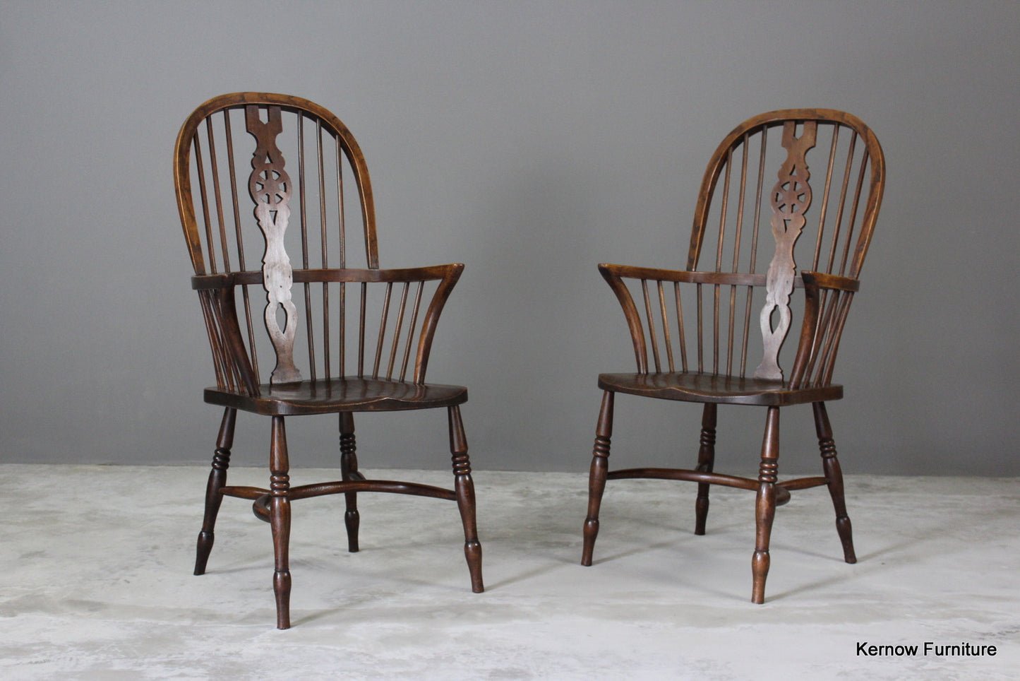 Pair Elm Windsor Chairs - Kernow Furniture