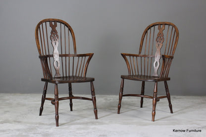 Pair Elm Windsor Chairs - Kernow Furniture