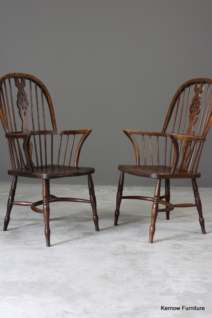 Pair Elm Windsor Chairs - Kernow Furniture