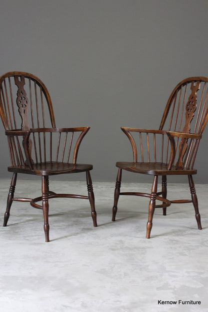 Pair Elm Windsor Chairs - Kernow Furniture