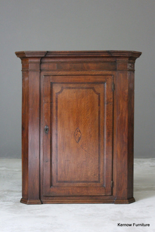 Georgian Oak & Mahogany Corner Cupboard - Kernow Furniture