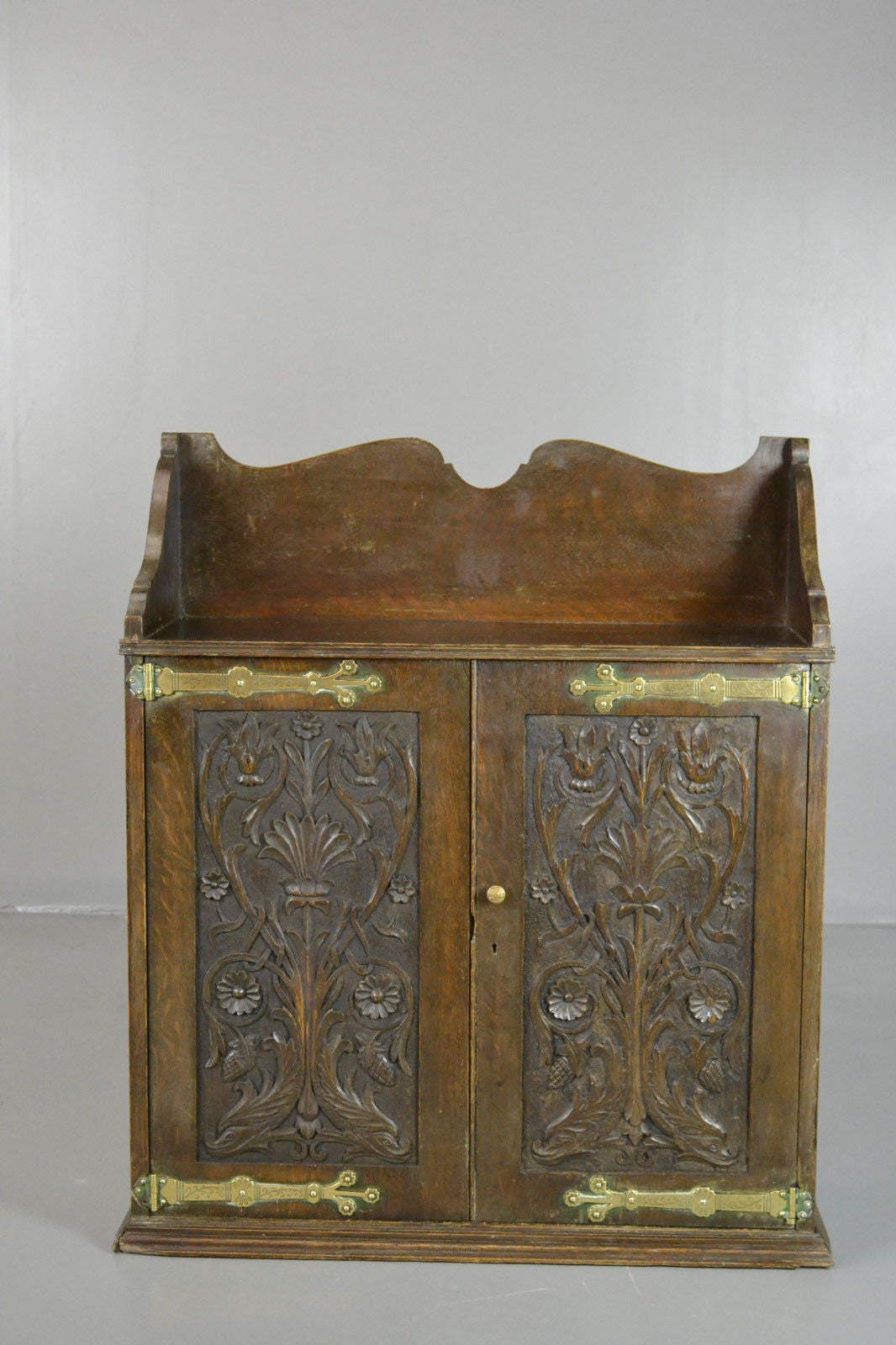 Art Nouveau Oak Wall Cupboard - Kernow Furniture