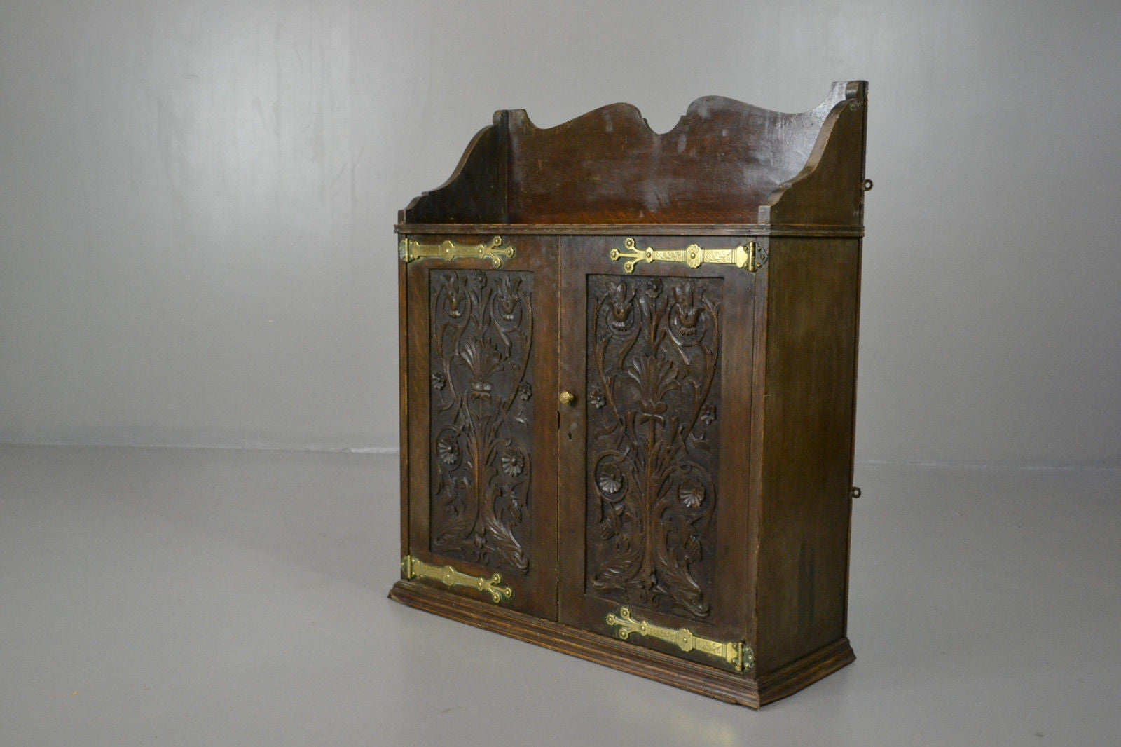 Art Nouveau Oak Wall Cupboard - Kernow Furniture