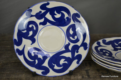 4 Royal Cauldon Blue Scroll Saucers - Kernow Furniture