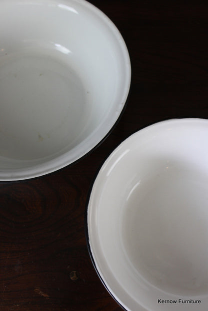 Pair Vintage Enamel Bowls - Kernow Furniture