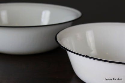 Pair Vintage Enamel Bowls - Kernow Furniture