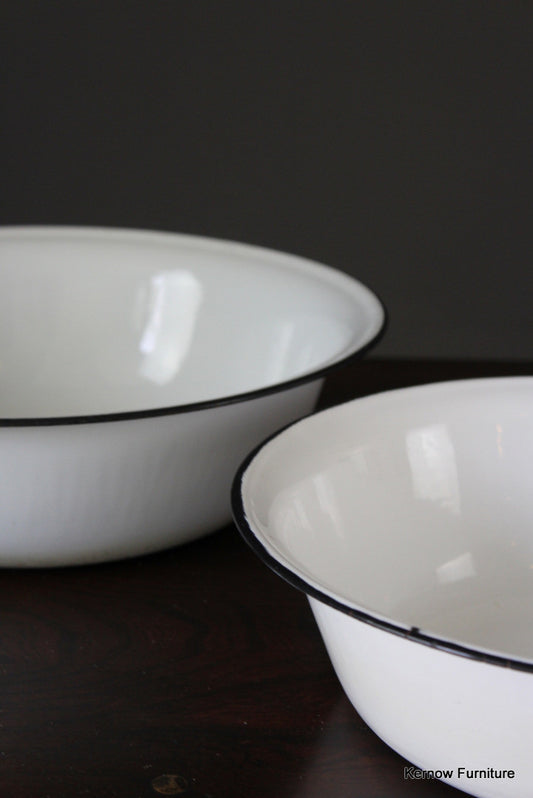 Pair Vintage Enamel Bowls - Kernow Furniture