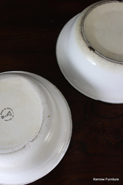 Pair Vintage Enamel Bowls - Kernow Furniture