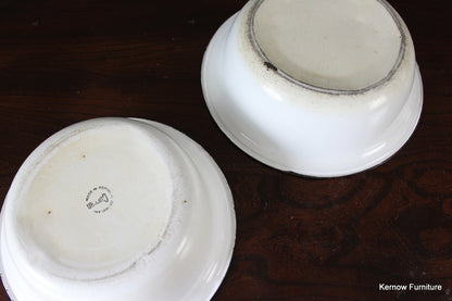 Pair Vintage Enamel Bowls - Kernow Furniture