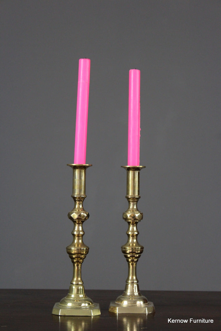 Pair Brass Candlesticks - Kernow Furniture