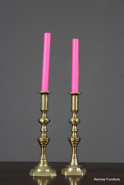 Pair Brass Candlesticks - Kernow Furniture