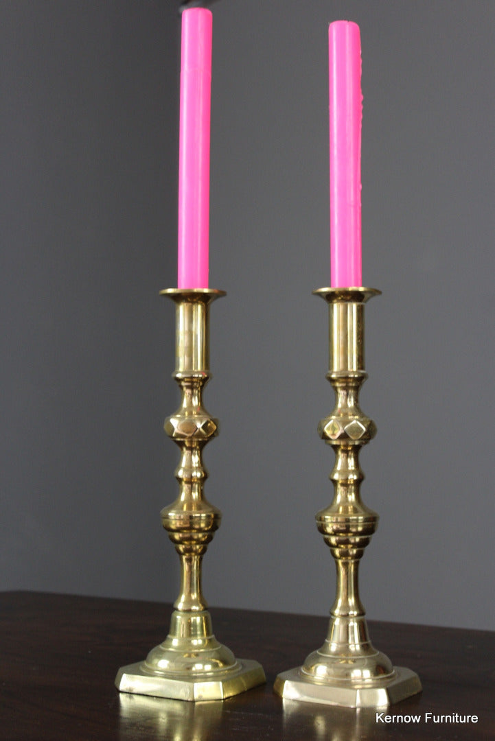 Pair Brass Candlesticks - Kernow Furniture