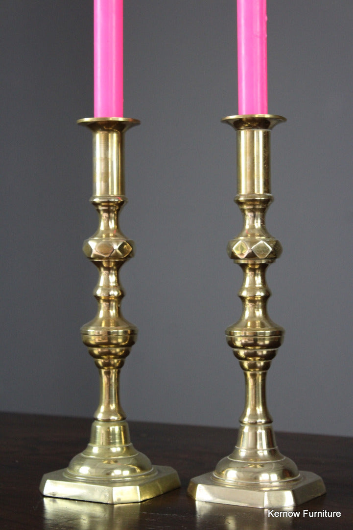 Pair Brass Candlesticks - Kernow Furniture