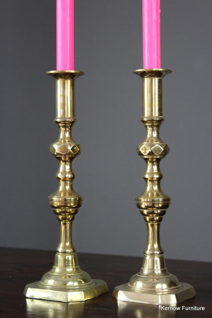 Pair Brass Candlesticks - Kernow Furniture