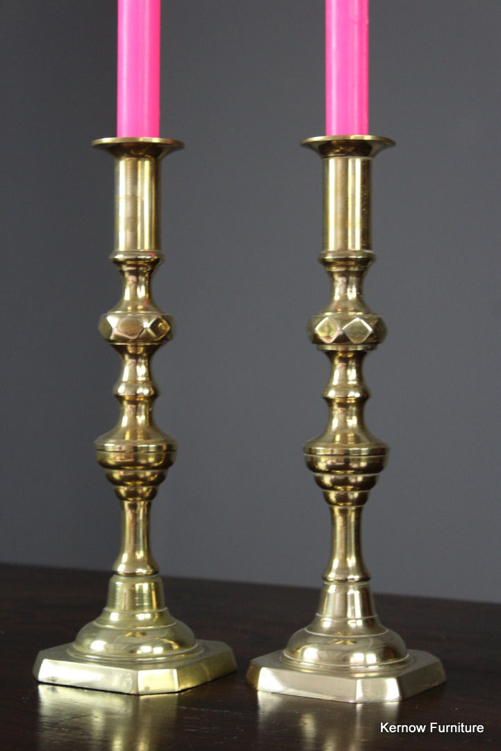 Pair Brass Candlesticks - Kernow Furniture