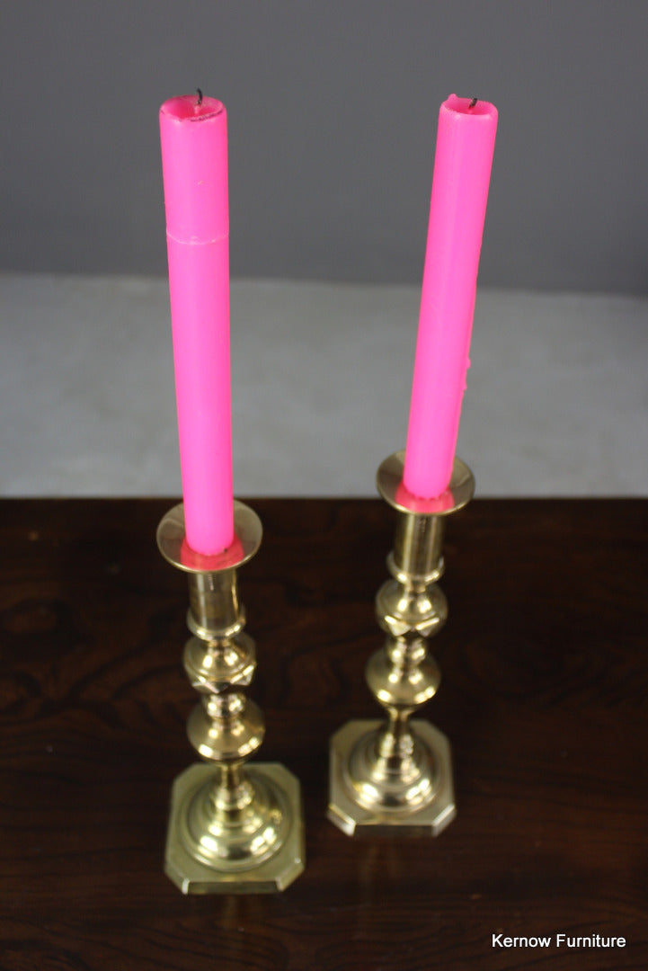 Pair Brass Candlesticks - Kernow Furniture