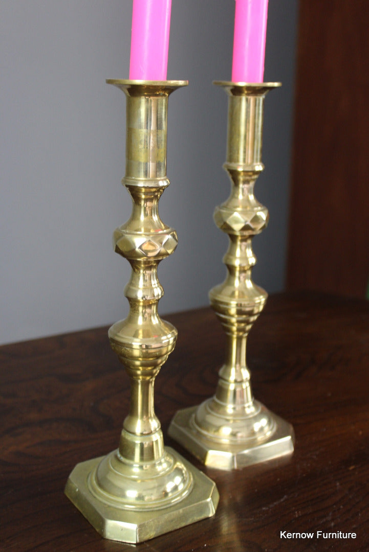 Pair Brass Candlesticks - Kernow Furniture