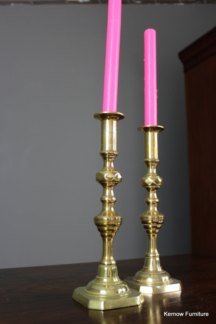 Pair Brass Candlesticks - Kernow Furniture