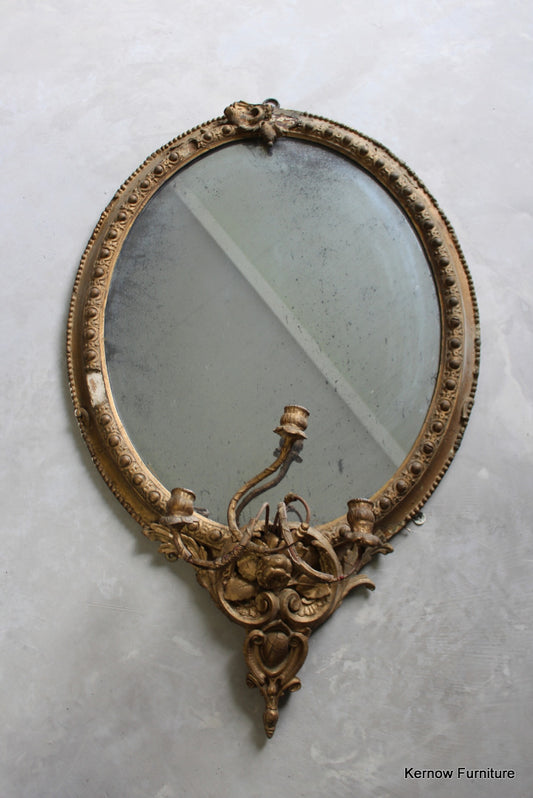 Antique Gilt Girandole Mirror - Kernow Furniture
