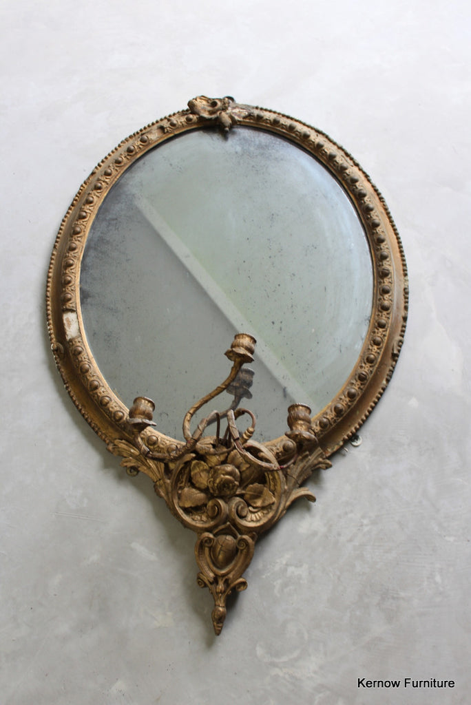 Antique Gilt Girandole Mirror - Kernow Furniture