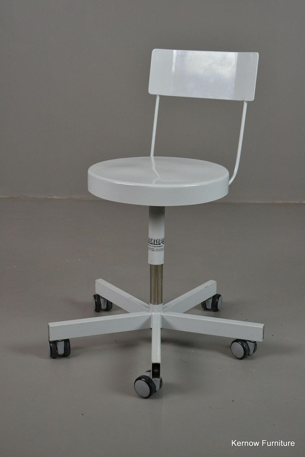 Single White Medical Hospital Height Adjustable Stool