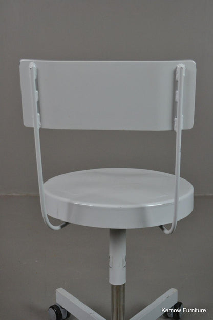 Single White Medical Hospital Height Adjustable Stool