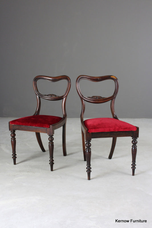 Pair Antique Rosewood Dining Chairs - Kernow Furniture