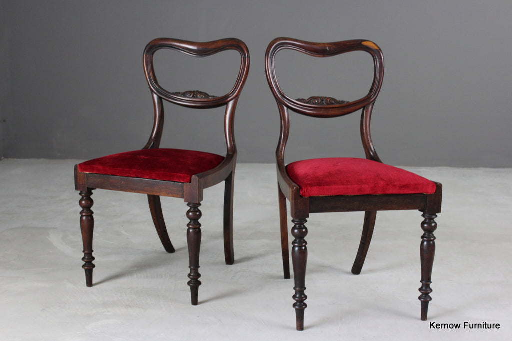 Pair Antique Rosewood Dining Chairs - Kernow Furniture