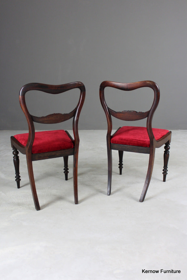 Pair Antique Rosewood Dining Chairs - Kernow Furniture