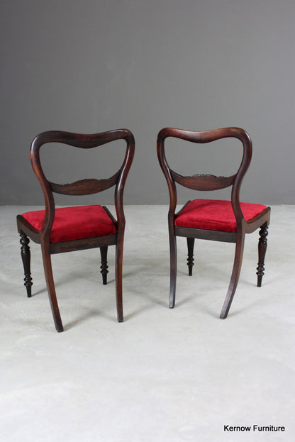 Pair Antique Rosewood Dining Chairs - Kernow Furniture