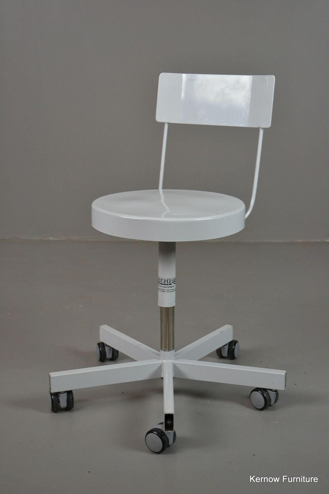 Single White Medical Hospital Height Adjustable Stool