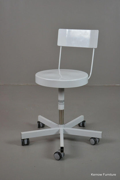 Single White Medical Hospital Height Adjustable Stool