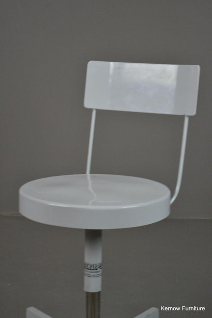 Single White Medical Hospital Height Adjustable Stool