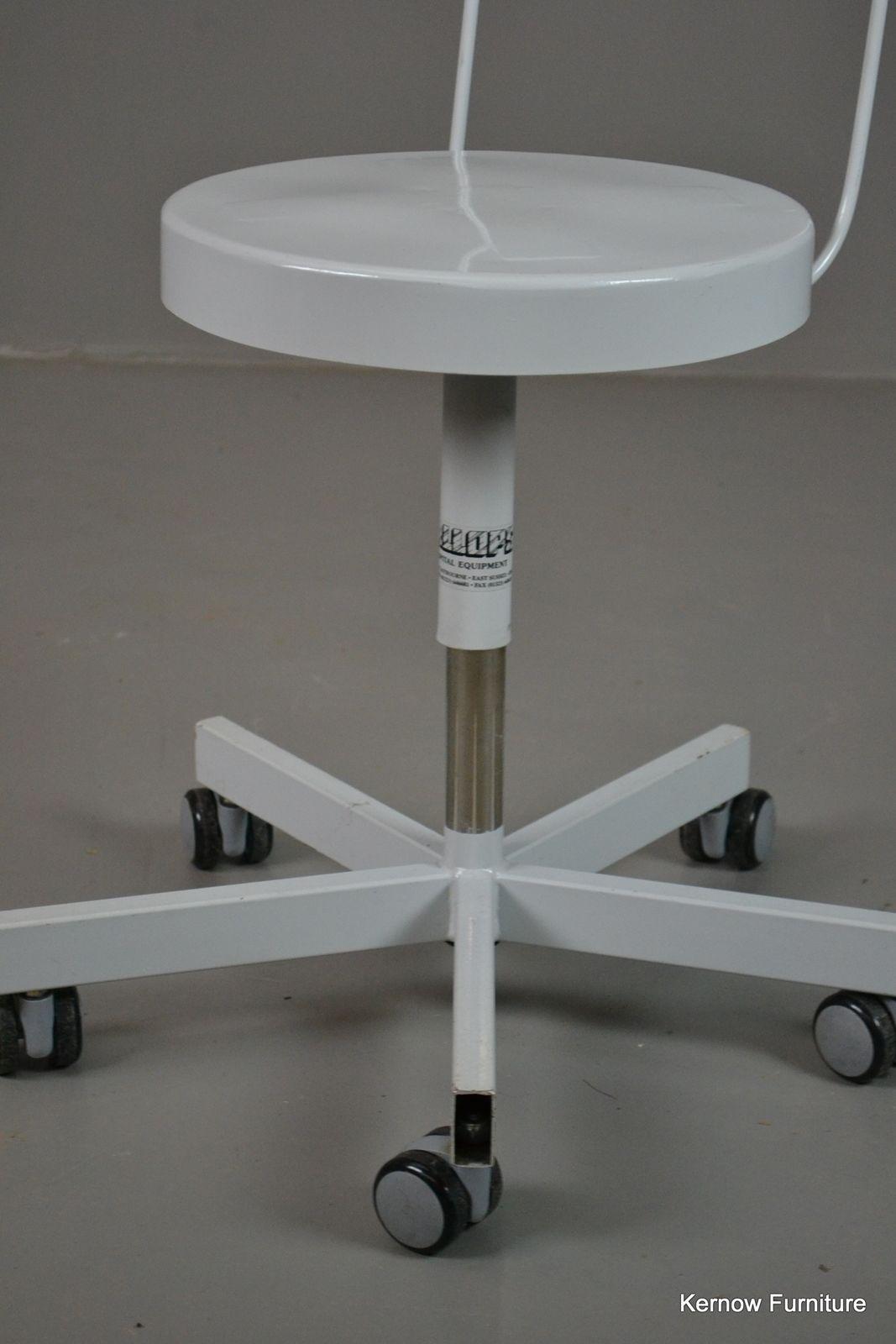 Single White Medical Hospital Height Adjustable Stool