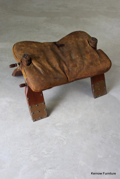 Leather Camel Stool - Kernow Furniture