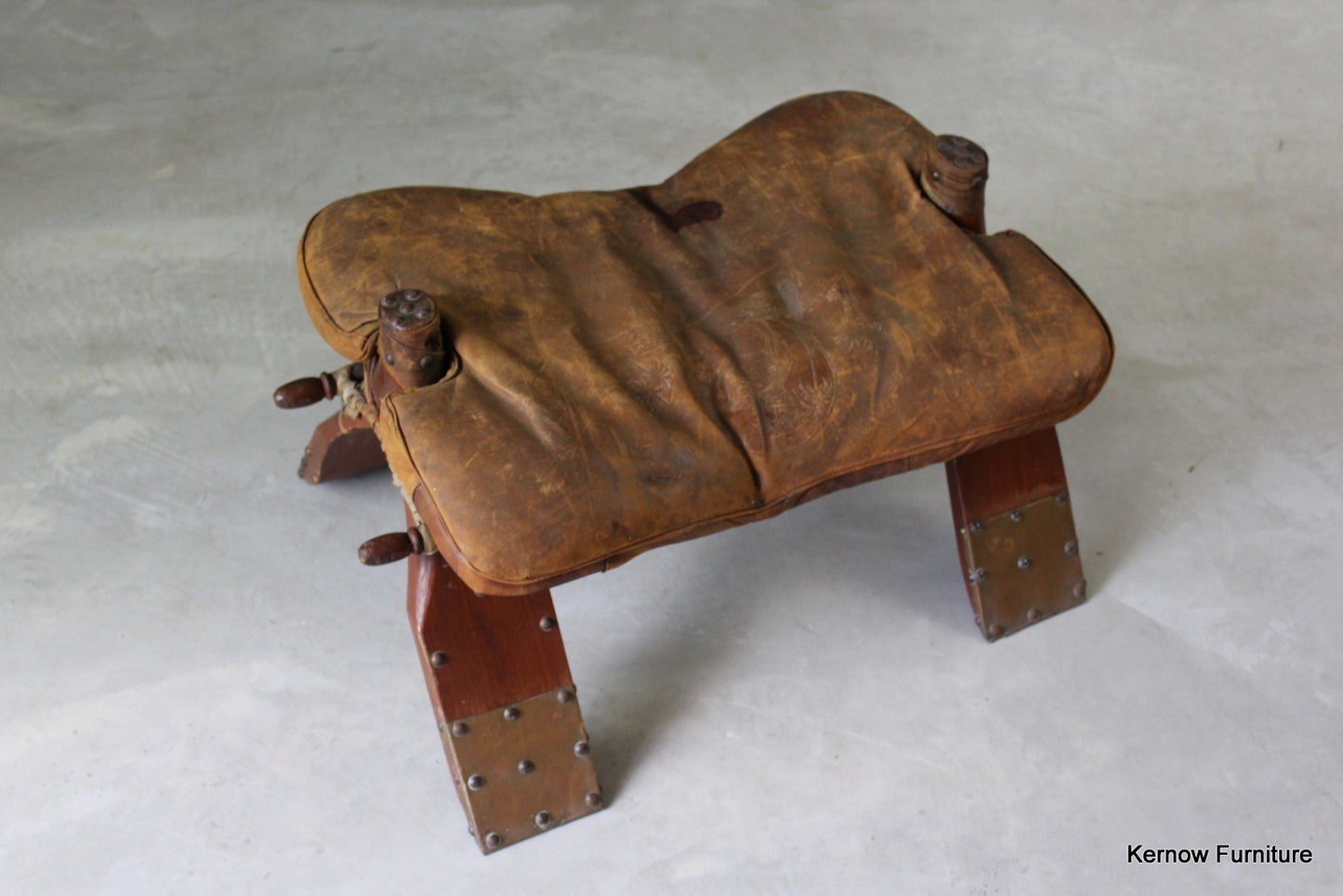 Leather Camel Stool - Kernow Furniture