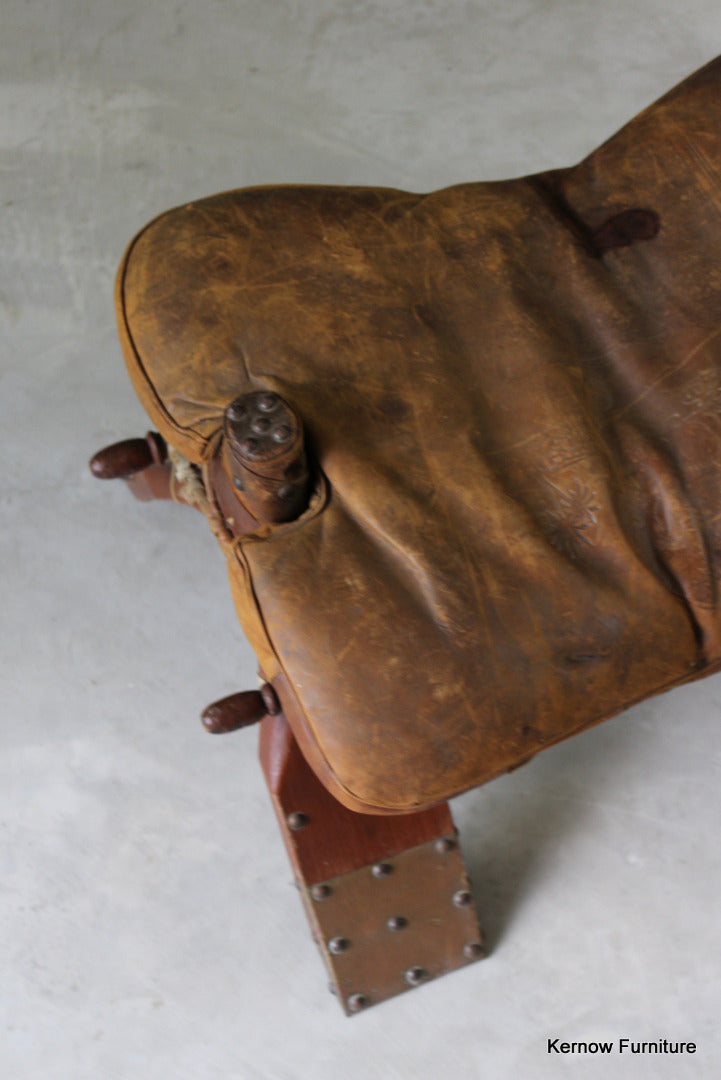 Leather Camel Stool - Kernow Furniture