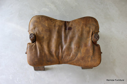 Leather Camel Stool - Kernow Furniture