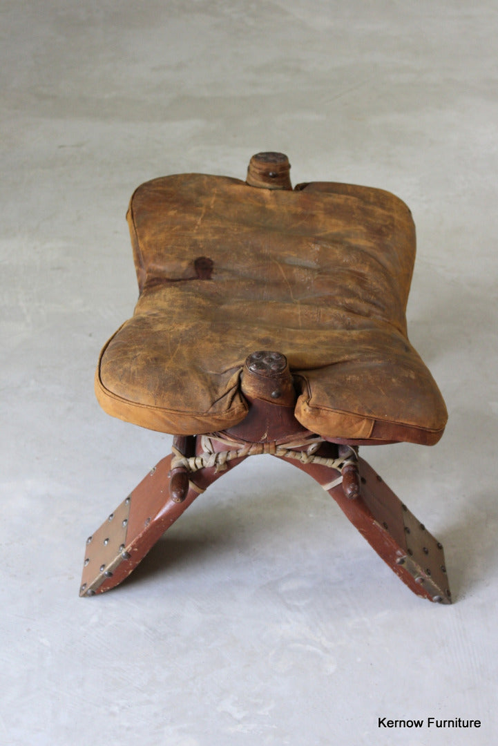 Leather Camel Stool - Kernow Furniture