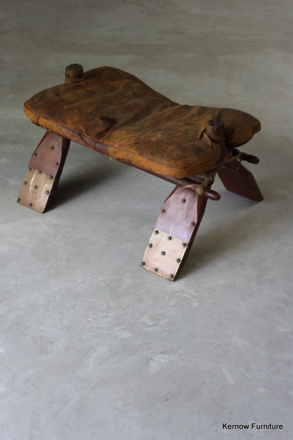 Leather Camel Stool - Kernow Furniture