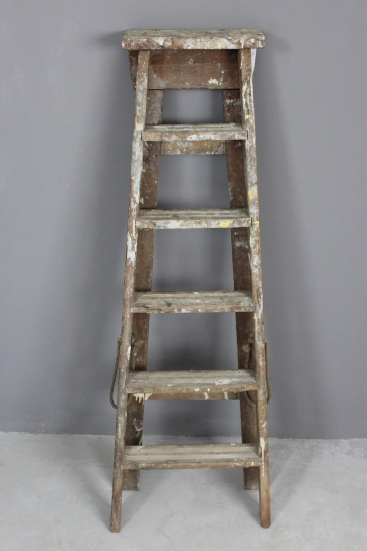 Vintage Wooden Step Ladder - Kernow Furniture