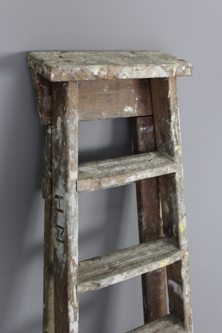 Vintage Wooden Step Ladder - Kernow Furniture