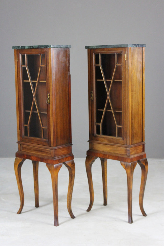 Pair Edwardian Glazed Cabinets - Kernow Furniture